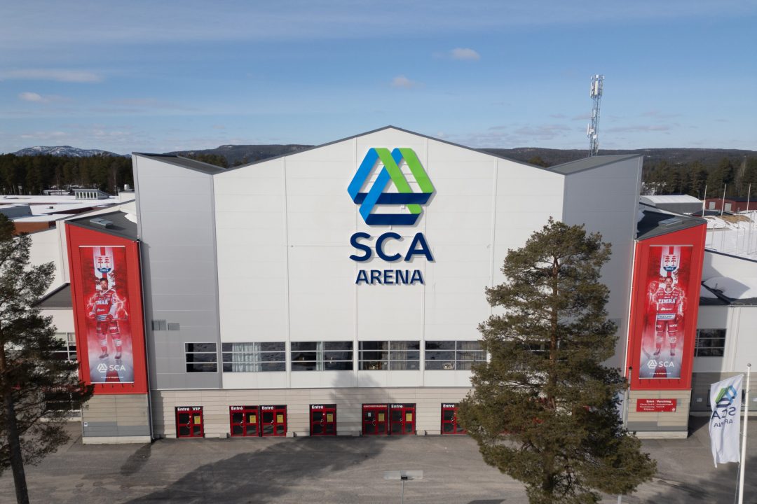 SCA Arenas fasadskylt